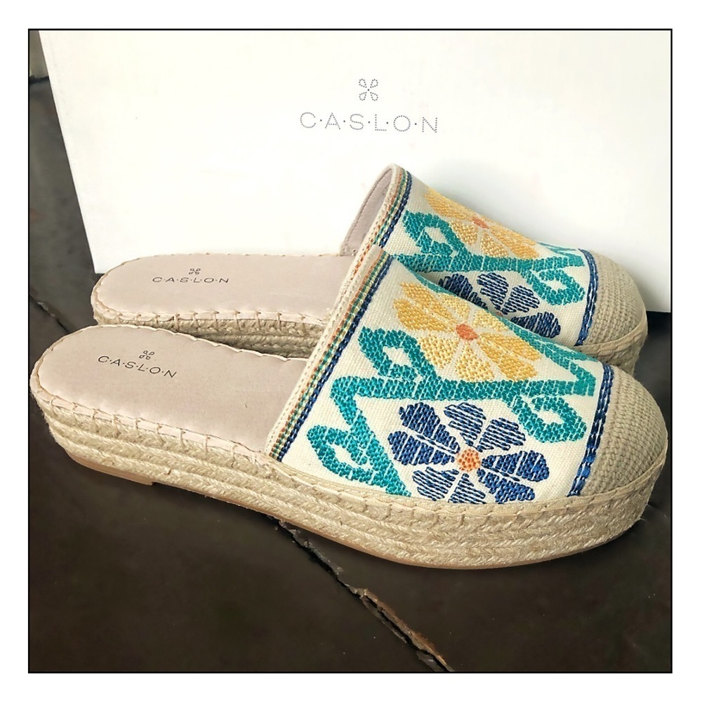 NWT Caslon Embroidered Platform Espadrille Sandals Size 8.5